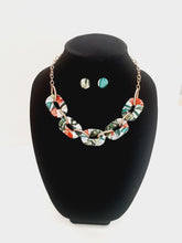 Load image into Gallery viewer, This flawless chain tropical floral material necklace set is a dream. Not only will it give you the party look you desire, but also make it simple to transition from summer to fall and even winter.
