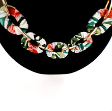 Load image into Gallery viewer, This flawless chain tropical floral material necklace set is a dream. Not only will it give you the party look you desire, but also make it simple to transition from summer to fall and even winter.
