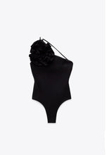 Load image into Gallery viewer, We&#39;re bringing you our new Zara collection this cute floral asymmetric bodysuit! Perfect for building your favorite looks all year round. This bodysuit comes in a luxurious s fabric has asymmetrical strap&#39;s features beautiful flower on the front plunging square neckline, sexy cut out back and snap seat closure, and soft breathable fabric that is easy to wash. 
