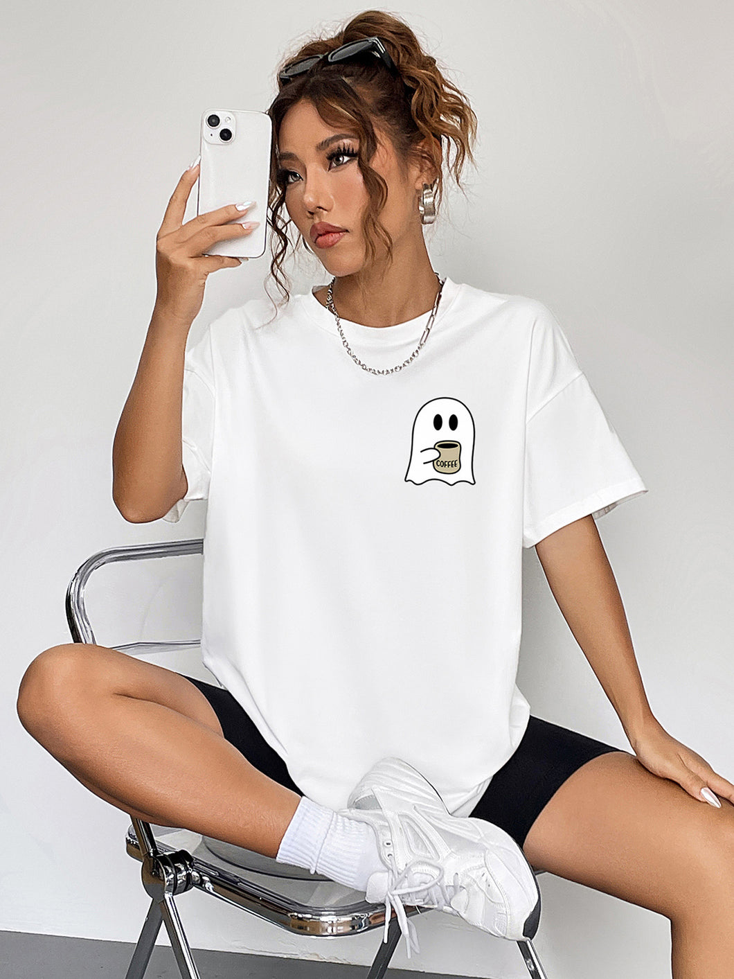 Coffee Boo Ghost Graphic T-Shirt
