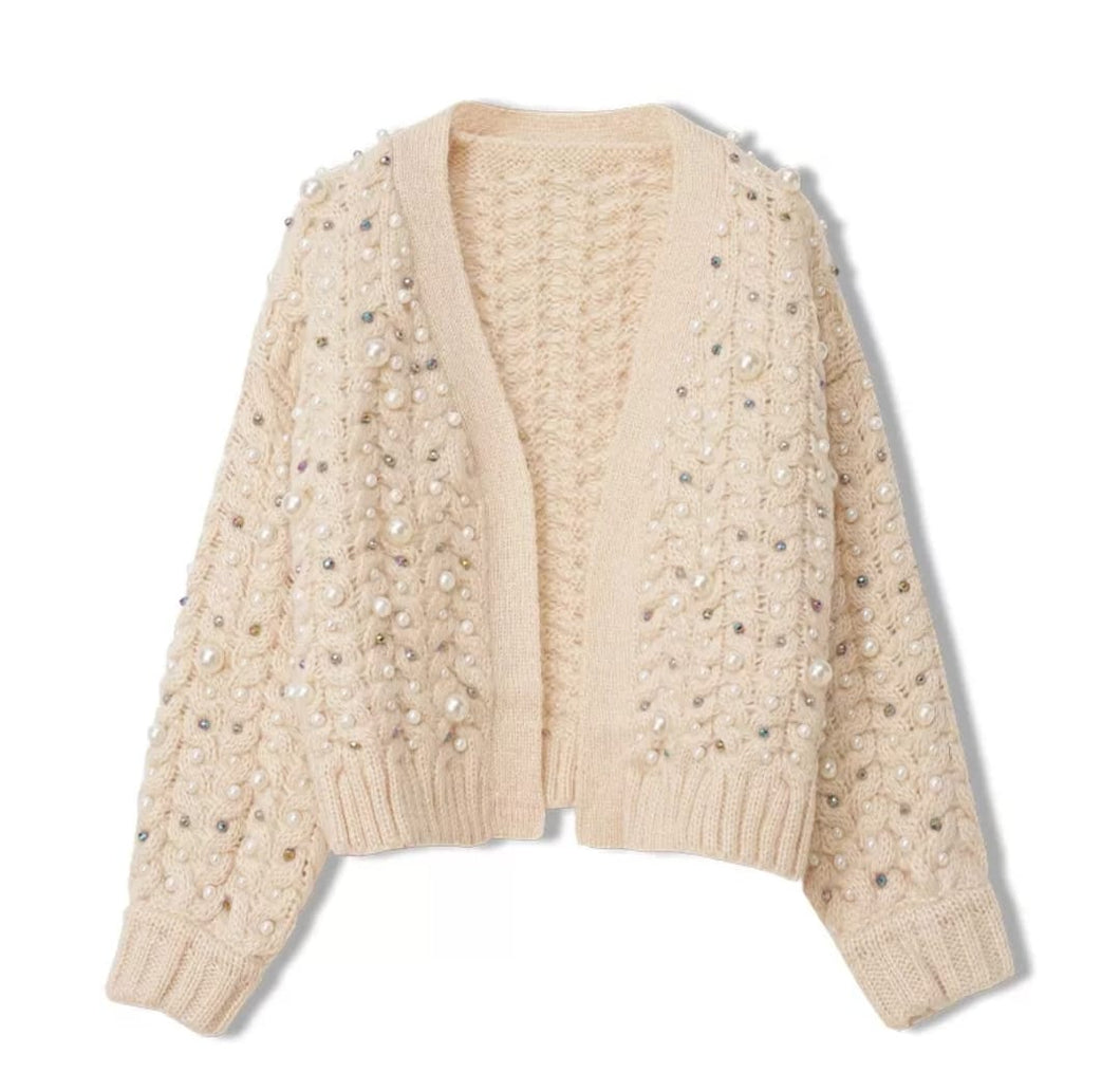 Dynasty Knitted Pearl Sweater - Cream