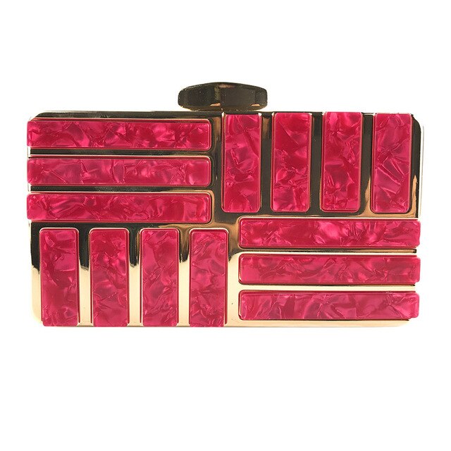 This marble acrylic clutch is elegant, glamorous and fashionable. A stylish and convenient addition to your accessory collection. With room for all your must-have gizmos, this rectangular purse has a removable crossbody strap and gold hardware.  Great present for your friend, your family or yourself. This unique & beautiful design will make you shine.
