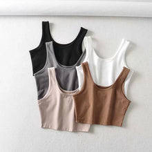 Load image into Gallery viewer, Add just the right touch of edge to your look with this sexy knitted cami crop top. Featuring a round neckline, our thick tank straps and a cropped fit. Pair with our faux leather leggings or our &quot;Hybrid Dream Jeans&quot;, high heels and statement handbag for a complete look we&#39;re loving.
