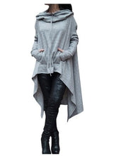 Load image into Gallery viewer, The Lightweight Poncho Hoodie is great for layering. Featuring a soft cotton hooded cardigan, asymmetrical design and drawstring hood. This cute poncho is perfect for travel or extra chilly days when you need an additional layer. It’s a great season transition staple piece in your wardrobe.
