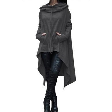 The Lightweight Poncho Hoodie is great for layering. Featuring a soft cotton hooded cardigan, asymmetrical design and drawstring hood. This cute poncho is perfect for travel or extra chilly days when you need an additional layer. It’s a great season transition staple piece in your wardrobe.