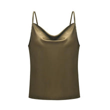 Load image into Gallery viewer, An elevated silk cami that makes a classy and romantic statement. This top is the perfect addition to your wardrobe babe! Featuring a cowl neckline what&#39;s not to love?! Style this sexy camisole top with your favorite denim jeans or shorts, transparent mule and handbag for a casual but effortlessly stylish look.
