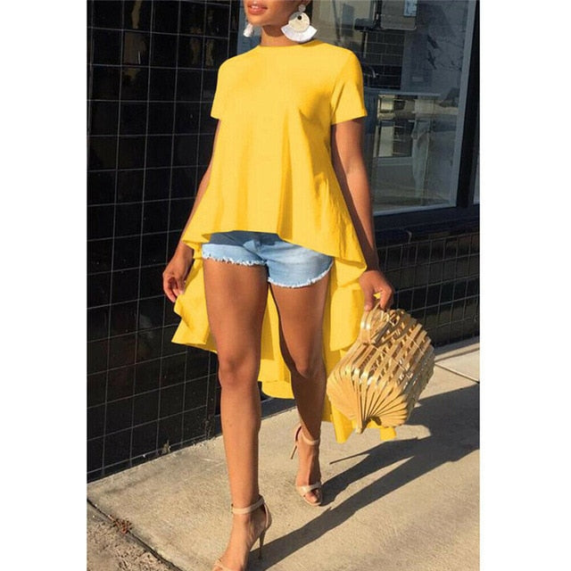 We're bringing all the vibes this season with this super cute tunic top! Flowy, fun and so easy to style! Featuring a crew neckline and short sleeves. Give it a final touch with clutch handbag, high waited jeans, simple high heels or even thigh high boots!