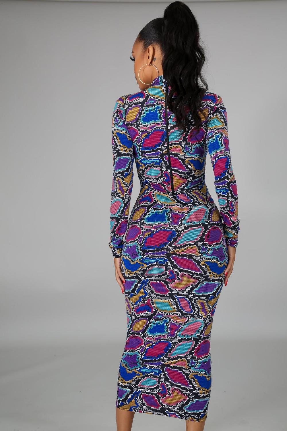 blue dress for baby girl Colorful Jungle Bodycon Dress